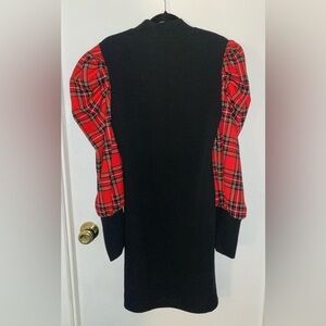 Women’s XL Dress | Stretchy | Black | Red Plaid Sleeves | NWOT